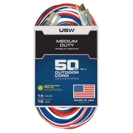 Us Wire and Cable 50 Feet 14/3 Outdoor Lighted Extension Cord Red White and Blue (New Open Box)
Us Wire and Cable 50 Feet 14/3 Outdoor Lighted Extension Cord Red White and Blue (New Open Box)