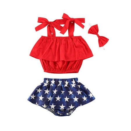 Xiaoluokaixin Newborn Baby Girls Clothes Sets Infant 3pcs Ruffles Sleeveless Vest Tops+Star Shorts+Headband Independence Day
Xiaoluokaixin Newborn Baby Girls Clothes Sets Infant 3pcs Ruffles Sleeveless Vest Tops+Star Shorts+Headband Independence Day