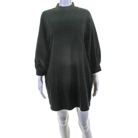 Pre-owned|MONKL Women s Mock Neck 3/4 Sleeve Mini Dress Black Size XS