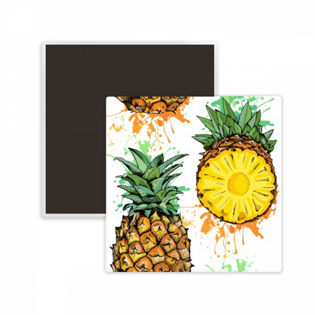 Yellow Pineapple Tropical Fruit Square Ceracs Fridge Magnet Keepsake Memento