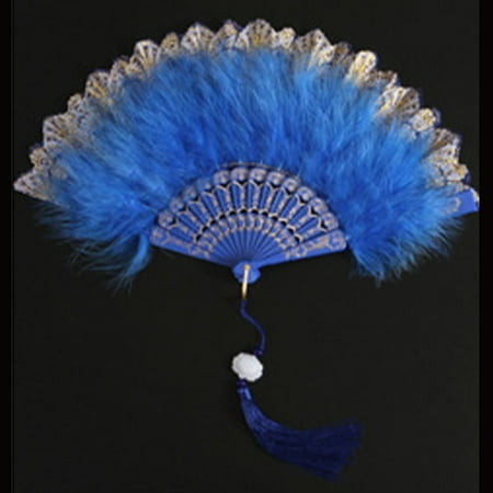 Lolita Feather Folding Fan Sweet Fairy Girl Court Dance Hand Fan With Pendant