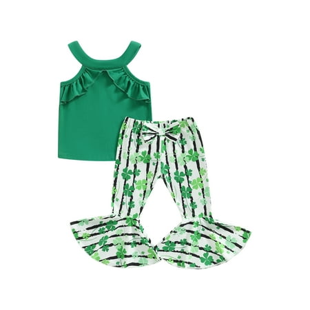Cathery Toddler Baby Girl 2Pcs St. Patricks Day Outifts Kids Green Sleeveless Strap Vest Tops High Waist Flared Pants Clothes Set
Cathery Toddler Baby Girl 2Pcs St. Patricks Day Outifts Kids Green Sleeveless Strap Vest Tops High Waist Flared Pants Clothes Set