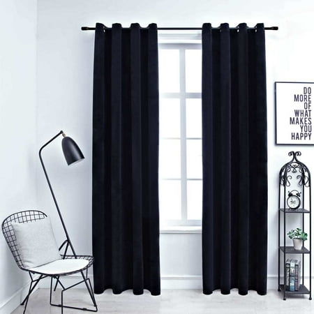 WONISOLI Blackout Curtains with Rings 2 pcs Black 54 x63 Velvet