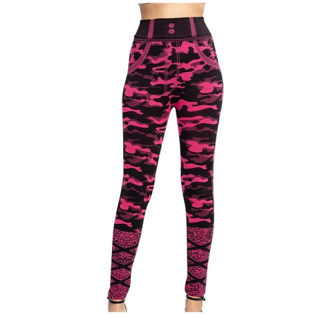 

Leggings That Look Like Jeans for Women Camo Printed High Waisted Tummy Control Butt Lift Tights Flex Yoga Pants