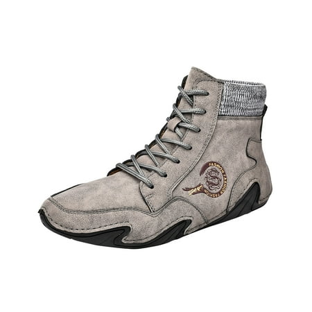 Sneakers for Men High Top Daily Casual Single Sport Shoes Solid Color Leather Falts Shoes Office Dating Slip On Shoes Gray 46
Sneakers for Men High Top Daily Casual Single Sport Shoes Solid Color Leather Falts Shoes Office Dating Slip On Shoes Gray 46