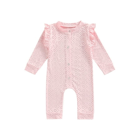 Amuver Newborn Baby Girls Jumpsuits Solid Color Lace Hollow Ruffle Long Sleeves Button Romper for Toddler Infant
Amuver Newborn Baby Girls Jumpsuits Solid Color Lace Hollow Ruffle Long Sleeves Button Romper for Toddler Infant