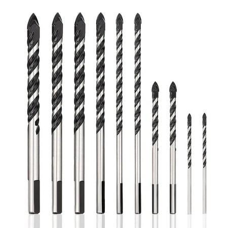 Masonry Drill Bit Set-10Pcs Carbon Steel Carbide Tip Drills Through Concrete Masonry Triangle for Brick Masonry B
Masonry Drill Bit Set-10Pcs Carbon Steel Carbide Tip Drills Through Concrete Masonry Triangle for Brick Masonry B