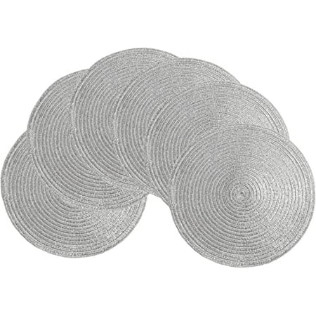 Round Sparkle Placemats Set of 4 Decorative Bling Placemats for Holiday Party Wedding Glitter Table Mats (4 Silver)
Round Sparkle Placemats Set of 4 Decorative Bling Placemats for Holiday Party Wedding Glitter Table Mats (4 Silver)