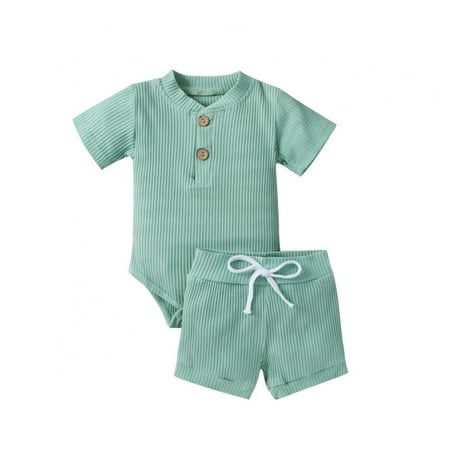 Summer Newborn Baby Boy Girl Clothes Set Ribbed Outfits Unisex Infant Solid Cotton Button Short Sleeve Tops Shorts 2PCS
Summer Newborn Baby Boy Girl Clothes Set Ribbed Outfits Unisex Infant Solid Cotton Button Short Sleeve Tops Shorts 2PCS