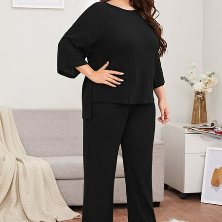 YIWEI Women s Plus Size Pajama Set Crew Neck Sleepwear Long Sleeve Pajamas Soft 2Pcs Black 4XL
YIWEI Women s Plus Size Pajama Set Crew Neck Sleepwear Long Sleeve Pajamas Soft 2Pcs Black 4XL
