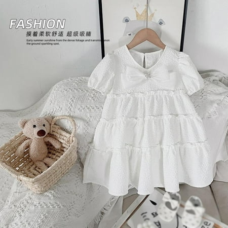Fashion Girls Summer Princess Dresses Sweet White Bow Bubble Sleeve Dress For Kids Party Wedding Casual Clothes
Fashion Girls Summer Princess Dresses Sweet White Bow Bubble Sleeve Dress For Kids Party Wedding Casual Clothes