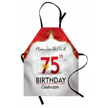 75th Birthday Apron Royal Birthday Party Floral Invitation Ceremony Please Join Us Unisex Kitchen Bib Apron with Adjustable Neck for Cooking Baking Gardening Gold Vermilion Silver by Ambesonne
75th Birthday Apron Royal Birthday Party Floral Invitation Ceremony Please Join Us Unisex Kitchen Bib Apron with Adjustable Neck for Cooking Baking Gardening Gold Vermilion Silver by Ambesonne