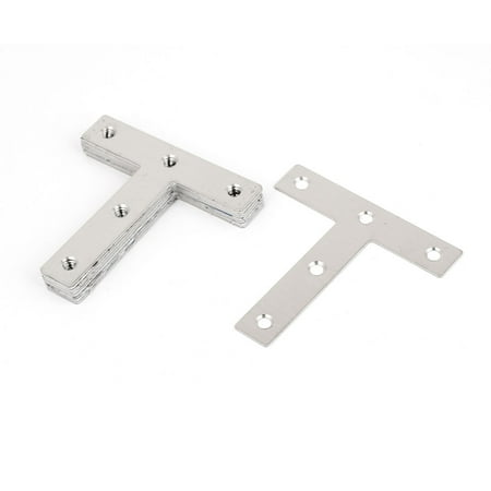 80mmx80mm Angle Plate Corner Brace Flat T Shape Repair Bracket Silver Tone 12pcs