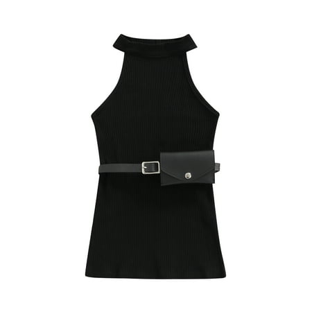 Suanret Little Girls Summer Dress Sleeveless Hollow Shoulder O-Neck Plain Ribbed Dress + Adjustable Waist Bag Black 1-2 Years
Suanret Little Girls Summer Dress Sleeveless Hollow Shoulder O-Neck Plain Ribbed Dress + Adjustable Waist Bag Black 1-2 Years
