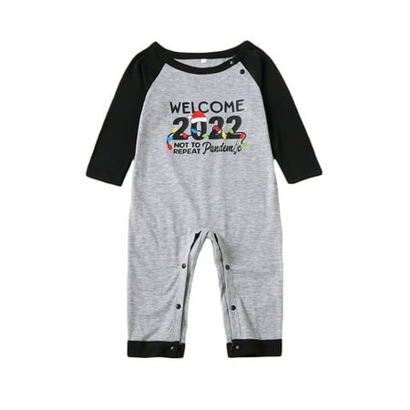 Binpure Parent-Child Christmas Pajamas Letters Tops with Plaid Pants/Jumpsuit