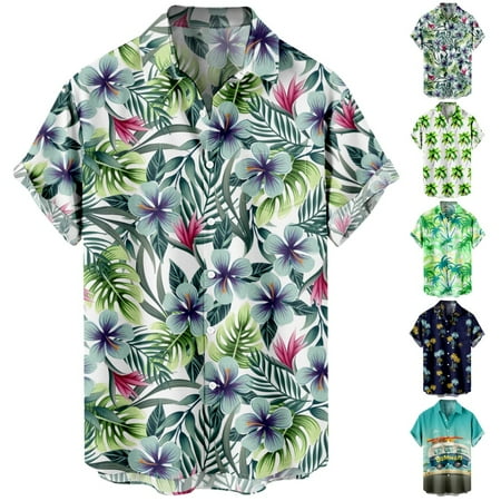 Men s Regular-Fit Short-Sleeve Shirt Summer Bowling Shirts