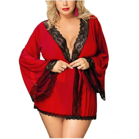 SUANMAY Women S Plus Size Erotic Lingerie Sexy Bandage Long-Sleeved Nightgown Lace Stitching Nightdress Red 2XL
SUANMAY Women S Plus Size Erotic Lingerie Sexy Bandage Long-Sleeved Nightgown Lace Stitching Nightdress Red 2XL