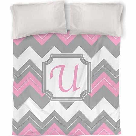 IDG Chevron Monogram Duvet Cover, Pink