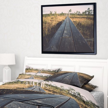 DESIGN ART Designart 'Wood Footpath on the Bog in Fall' Large Landscape Framed Canvas Art