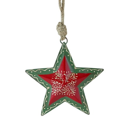 Swiss Red Star Ornament Sm, One Hanging Christmas Ornament By GALLERIE II Ship from US
