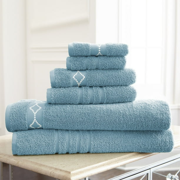 Pacific Coast Textiles Jewel Tone Embroidered 6 Piece Towel Set