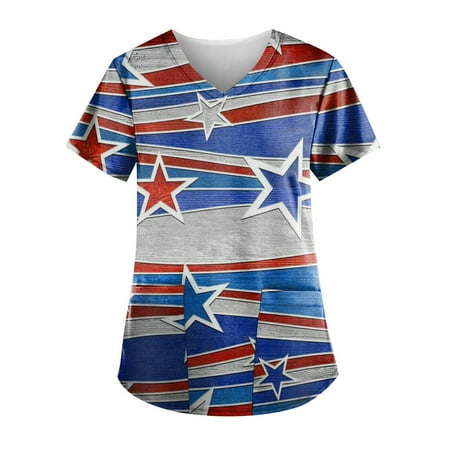 Sksloeg Scrub Tops Women Patriotic American Flag Print Short Sleeve V Neck Loose Cotton Shirts Stretchy V-Neck Scrub Top with Pockets Hot Pink L
Sksloeg Scrub Tops Women Patriotic American Flag Print Short Sleeve V Neck Loose Cotton Shirts Stretchy V-Neck Scrub Top with Pockets Hot Pink L