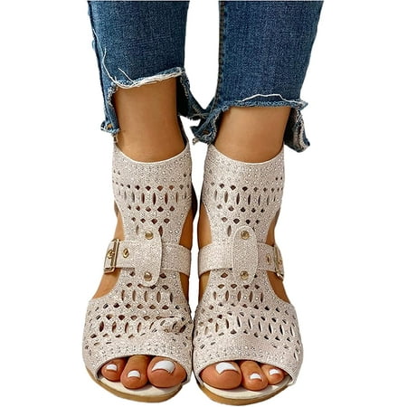 Womens Sandals Heels Low Women s Hollowed Out Wedge Sandals Open Toe Casual Zipper Sandals Beach Summer Rhinestone Sandals
Womens Sandals Heels Low Women s Hollowed Out Wedge Sandals Open Toe Casual Zipper Sandals Beach Summer Rhinestone Sandals