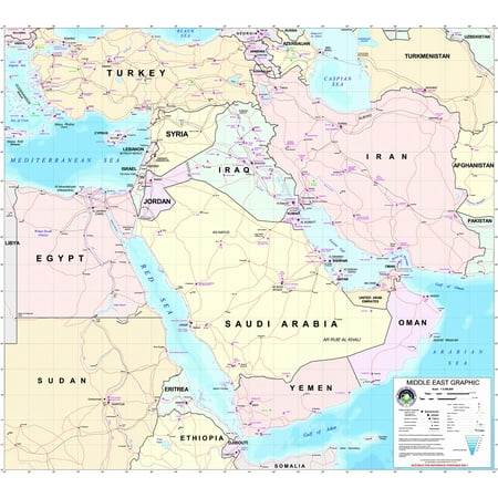 26x24in Middle East Countries 【Coated Paper】