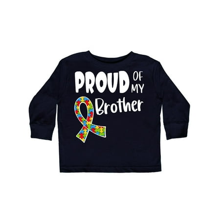 Inktastic Proud of my Brother Autism Awareness Puzzle Piece Ribbon Gift Toddler Boy or Toddler Girl Long Sleeve T-Shirt