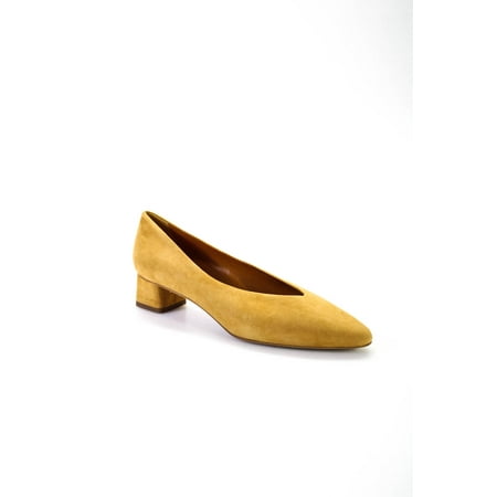 Pre-owned|Everlane Womens The Almond Toe Pumps Yellow Suede Size 8