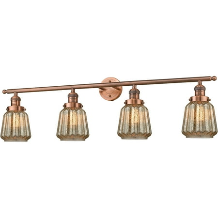 Antique Copper Tone Bathroom Vanity 42 Wide Mercury Plated Glass Steel/Cast Brass Medium Base 4 Light Fixture
Antique Copper Tone Bathroom Vanity 42 Wide Mercury Plated Glass Steel/Cast Brass Medium Base 4 Light Fixture