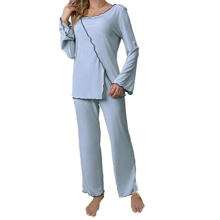 Casual Plain Scoop Neck Pants PJ Sets Long Sleeve Blue Women Pajama Sets (Women s)
Casual Plain Scoop Neck Pants PJ Sets Long Sleeve Blue Women Pajama Sets (Women s)