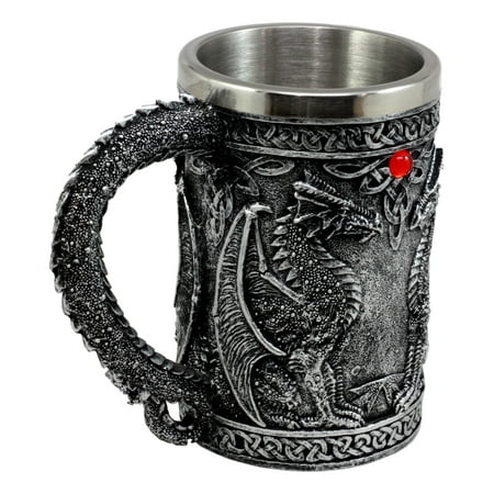 Large Silver Celtic Twin Dragon Fire Drakes Coffee Mug Beer Stein Tankard 14oz
Large Silver Celtic Twin Dragon Fire Drakes Coffee Mug Beer Stein Tankard 14oz