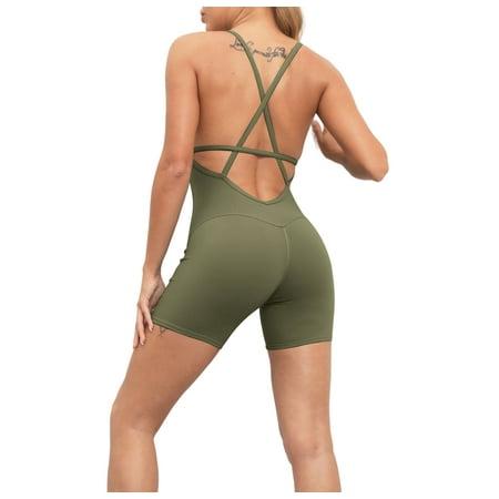 KOGYAS Women Strappy Romper Seamless Jumpsuit Tummy Control Padded Sports Bra
KOGYAS Women Strappy Romper Seamless Jumpsuit Tummy Control Padded Sports Bra