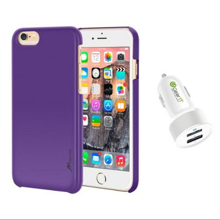 iPhone 6 Plus Case Bundle (Case + Charger), roocase iPhone 6 Plus 5.5 Median Lightweight Case Cover with White 4.4A Car Charger for Apple iPhone 6