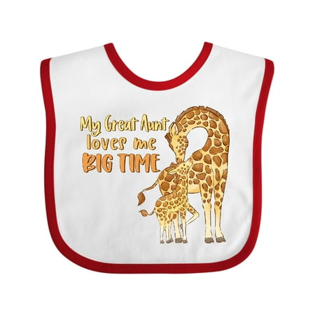 Inktastic My Great Aunt Loves Me Big Time Cute Giraffe Family Gift Baby Boy or Baby Girl Bib