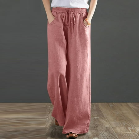 Mother s Day Gift POROPL Cotton Linen Loose Drawstring Belt Casual Wide Leg Pants Scrub Pants for Woman Clearance Pink Size 4
Mother s Day Gift POROPL Cotton Linen Loose Drawstring Belt Casual Wide Leg Pants Scrub Pants for Woman Clearance Pink Size 4