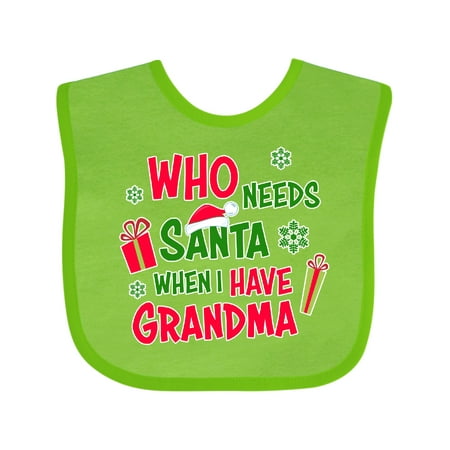 Inktastic Who Needs Santa when I Have Grandma Gift Baby Boy or Baby Girl Bib