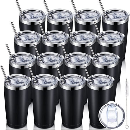 16 Pack Insulated Travel Tumblers 20 Oz Stainless Steel Tumbler Cup with Lid and Straw Powder Coated Coffee Mug for Cold and Hot Drinks (Black)
16 Pack Insulated Travel Tumblers 20 Oz Stainless Steel Tumbler Cup with Lid and Straw Powder Coated Coffee Mug for Cold and Hot Drinks (Black)