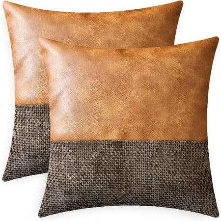 CaliTime Throw Pillow Covers Pack of 2 Soft Faux Leather Solid Dyed Cross Chenille Cushion Cases for Couch Sofa Home Decoration 16x16 inches Brown
CaliTime Throw Pillow Covers Pack of 2 Soft Faux Leather Solid Dyed Cross Chenille Cushion Cases for Couch Sofa Home Decoration 16x16 inches Brown