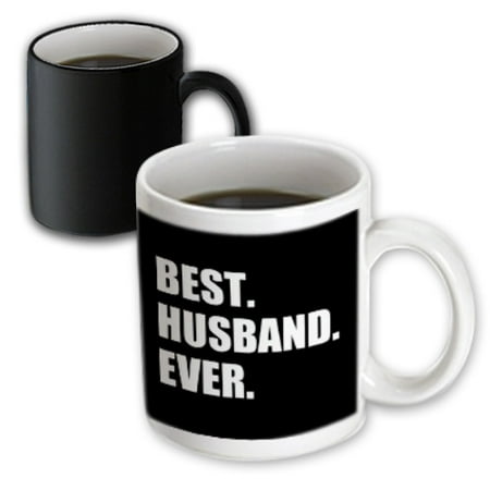 3dRose Best Husband Ever black white text anniversary valentines day for him, Magic Transforming Mug, (Best Valentines Presents For Him)