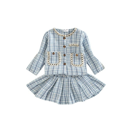 2Pcs Toddler Girls Trendy Plaid Skirt Outfits Long-Sleeve Buttons Outwear and Short Pleated Skirt
2Pcs Toddler Girls Trendy Plaid Skirt Outfits Long-Sleeve Buttons Outwear and Short Pleated Skirt
