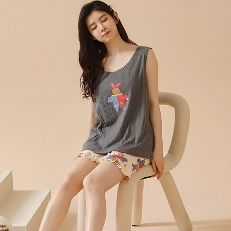 QWZNDZGR M-4XL PJ Sleeveless Pajamas For Women Kawaii Girl Sleepwear Cartoon Print Pajama Sets Pyjamas Black Sleepwear Homewear Fashion
QWZNDZGR M-4XL PJ Sleeveless Pajamas For Women Kawaii Girl Sleepwear Cartoon Print Pajama Sets Pyjamas Black Sleepwear Homewear Fashion