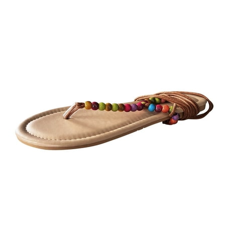 Cathalem Ladies Fashion Summer Bohemian Colorful Beads Decorative Clip Toe Ankle Strap Flat Sandals Beige 38
Cathalem Ladies Fashion Summer Bohemian Colorful Beads Decorative Clip Toe Ankle Strap Flat Sandals Beige 38