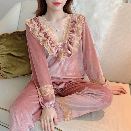 Velvet Princess Pajamas Set Sexy Lace Sleepwear For Women Full-Sleeve Autumn Soft Pyjama Women‘s Comfortable Sweet Homewear
Velvet Princess Pajamas Set Sexy Lace Sleepwear For Women Full-Sleeve Autumn Soft Pyjama Women‘s Comfortable Sweet Homewear