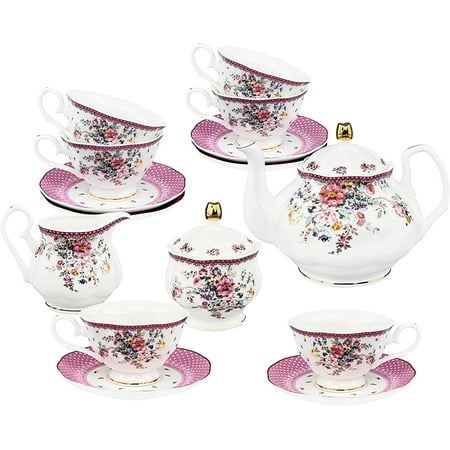 21 Piece Vintage Porcelain Tea Set Pink Floral Coffee Cup Set for 6 Afternoon Tea Set for Women
21 Piece Vintage Porcelain Tea Set Pink Floral Coffee Cup Set for 6 Afternoon Tea Set for Women