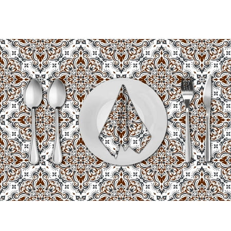 eloria Damask Printed Table Heat Resistant Placemats Dining Table Mats With Napkins Cotton Canvas Size : 12x18 Inches | Pack of 6
eloria Damask Printed Table Heat Resistant Placemats Dining Table Mats With Napkins Cotton Canvas Size : 12x18 Inches | Pack of 6