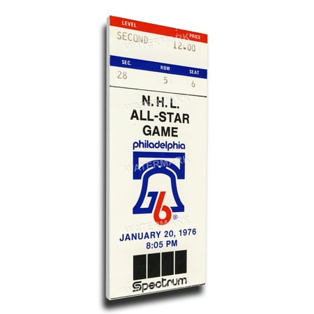 1976 NHL All-Star Game Canvas Mega Ticket, Flyers Host - MVP Mahovlich