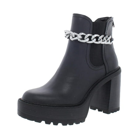 Madden Girl Womens Kamora Faux Leather Chain Chelsea Boots