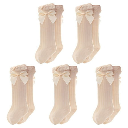 5 Pair of with bows for baby girls pretty stockings